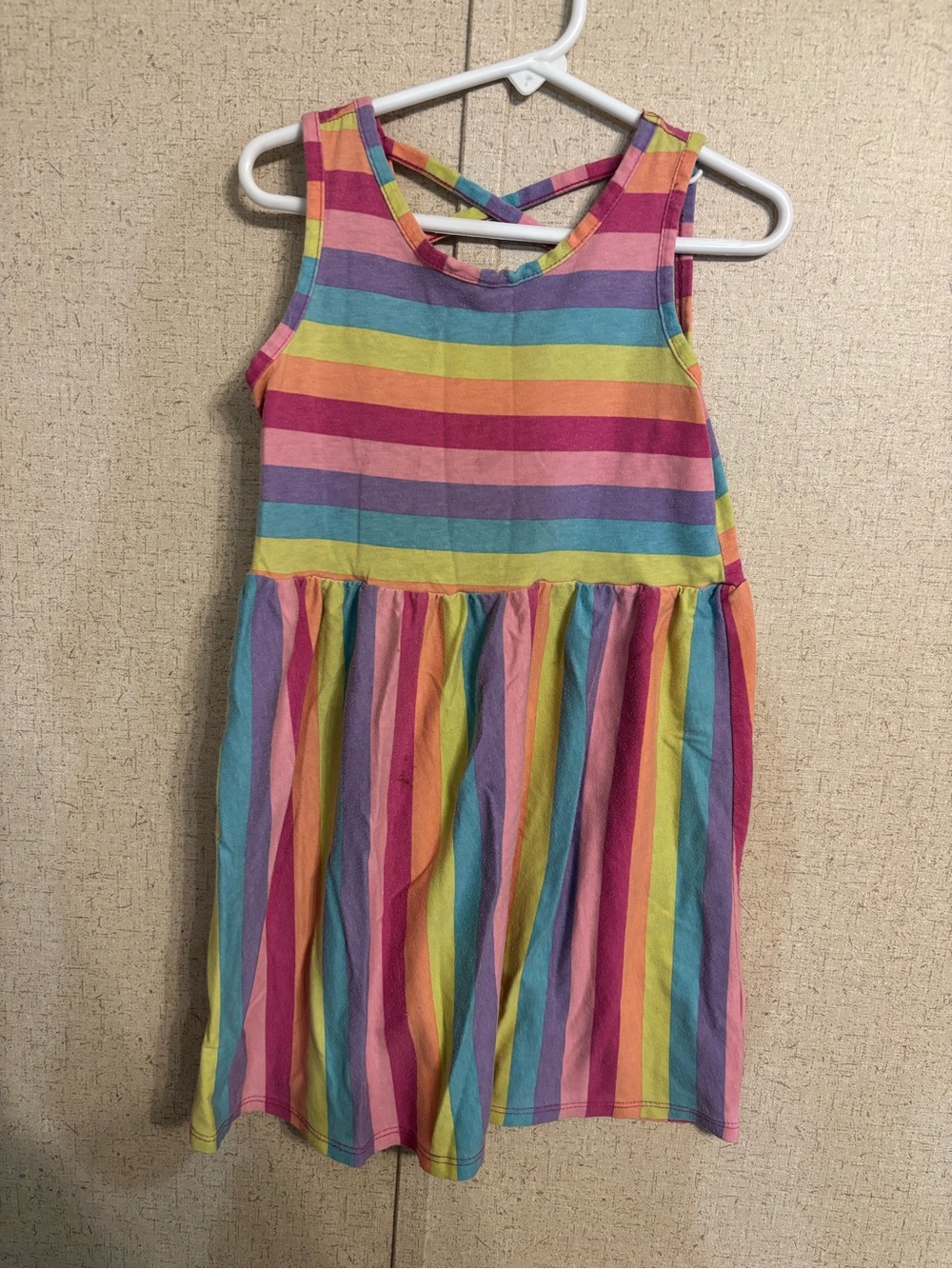 Girls' play dresses Rainbow Stripe Tank Dress - wash wear+ minimal staining